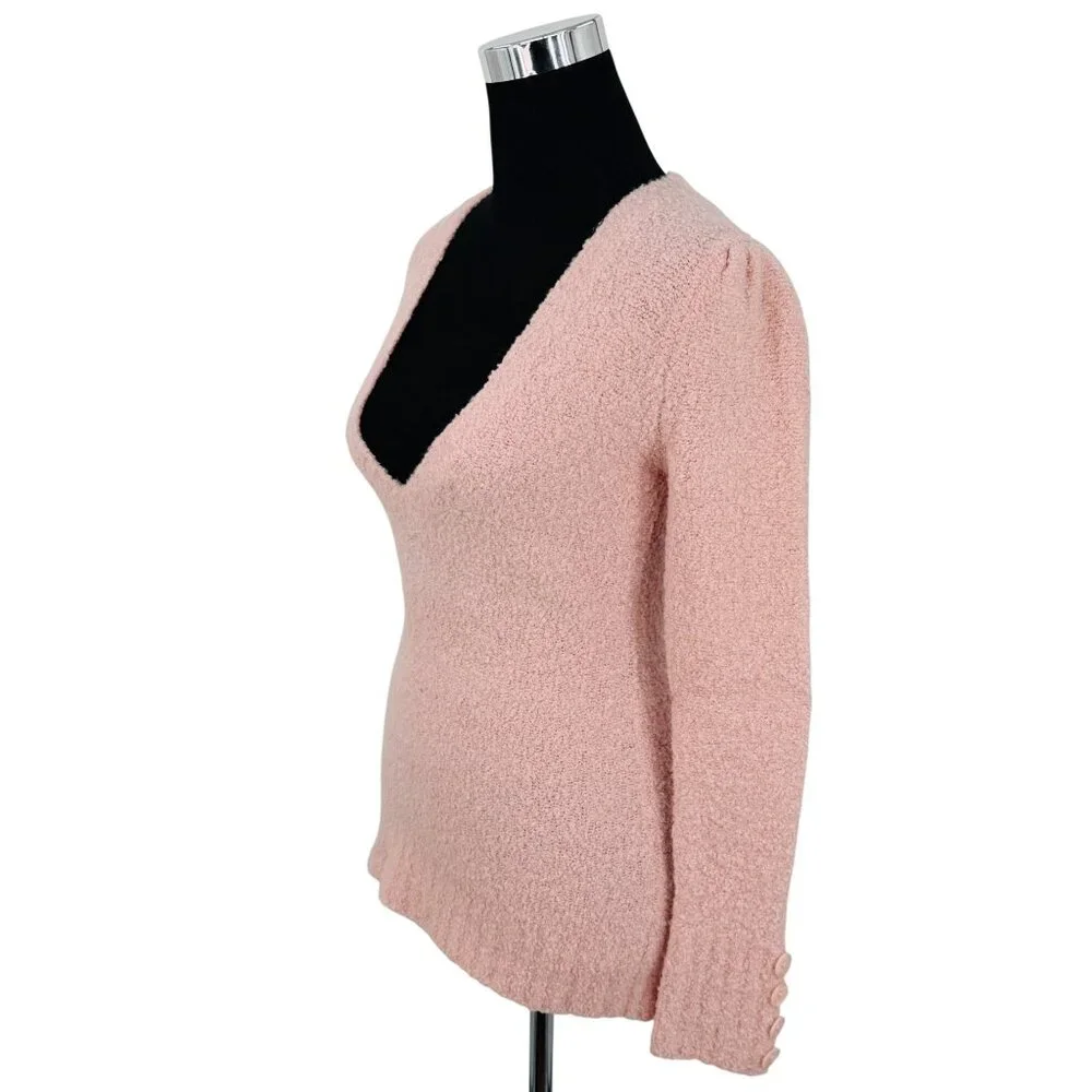 VTG Victoria’s Secret Blush Pink Textured V-Neck Sweater S | Coquette Balletcore - Picture 11 of 12